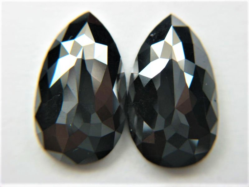 Pair of Black Pear Cut Diamonds (Enhanced)