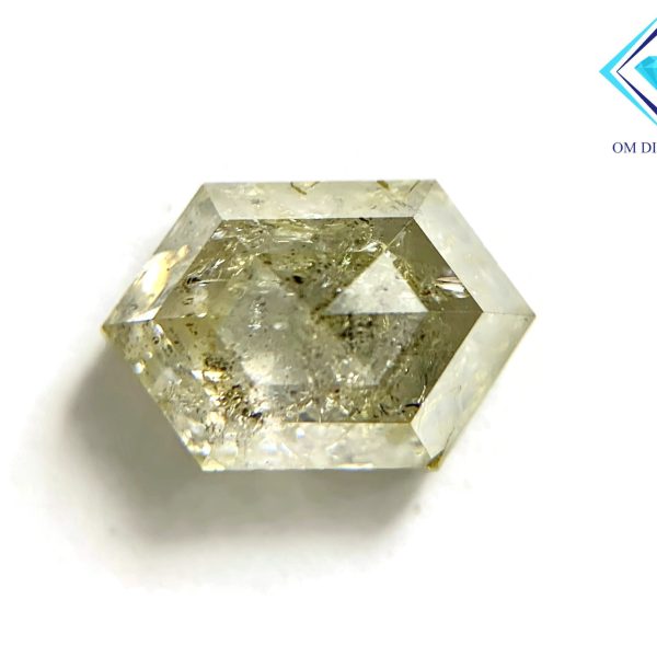 Elongated Hexagon Diamond with Greenish-Yellow Inclusions - Image 4