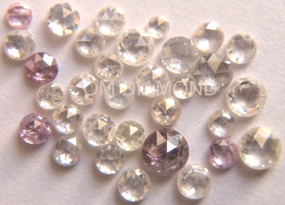 White Round Rose Cut Diamonds