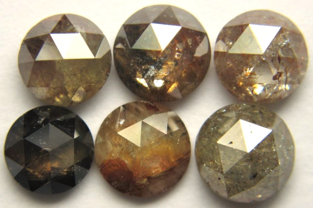 Dark Rustic Color Round Rose Cut Diamonds